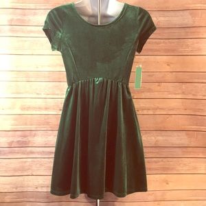 Green Velvet Girls Dress NWT